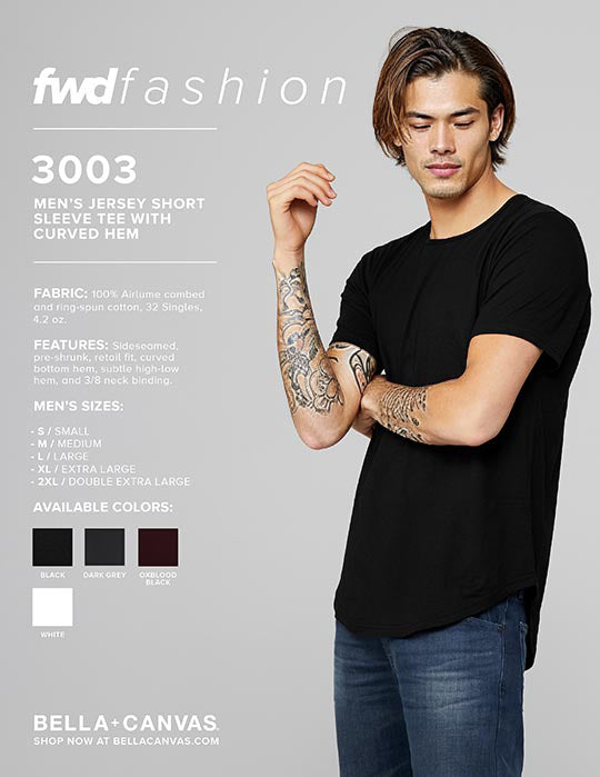 Men's Jersey Short Sleeve Tee with Curved Hem Bella+Canvas 3003